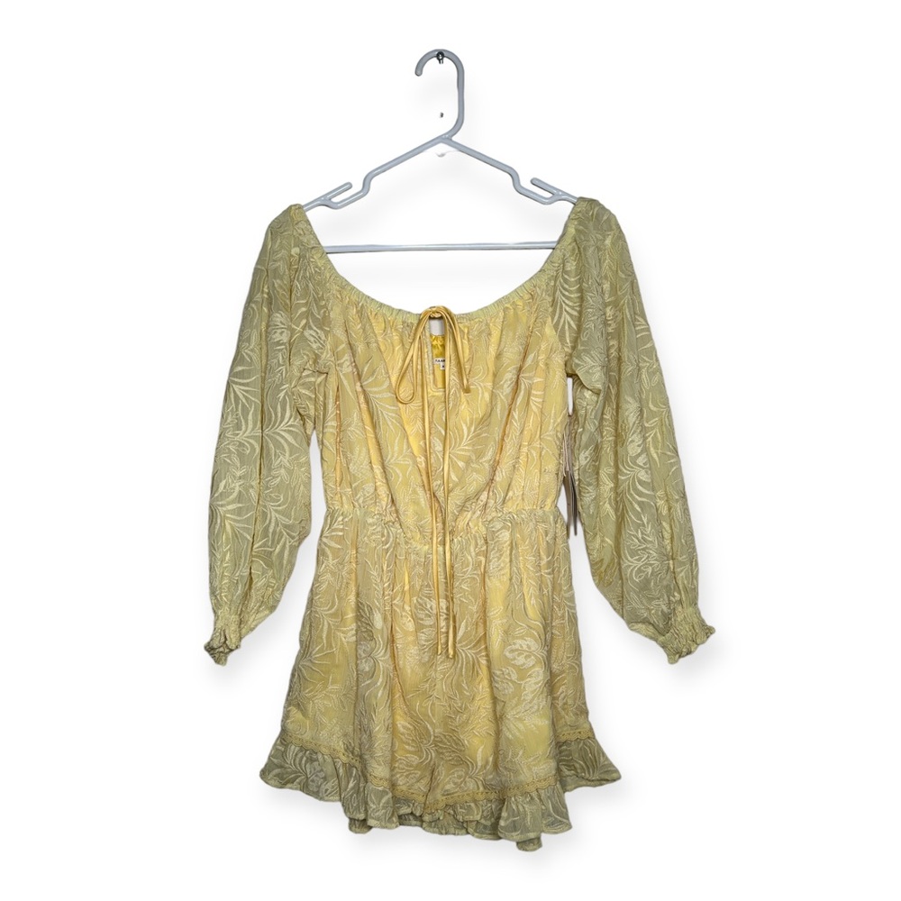 NWT Tularosa Ida Romper Balloon Sleeve Ruffle Hem Playsuit in Lemon Drop Small - Picture 15 of 15